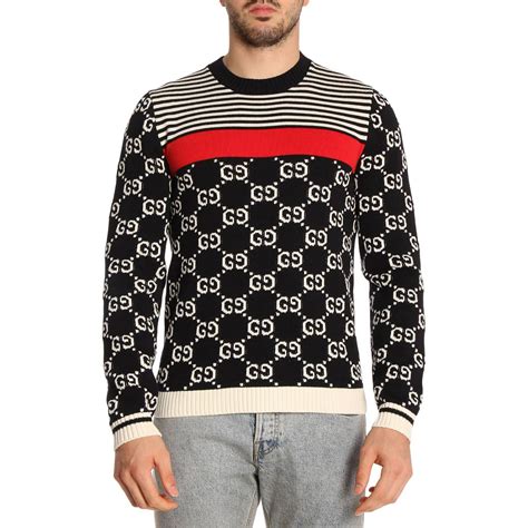 sweater for men blue red and white gucci|gucci lamb print sweater.